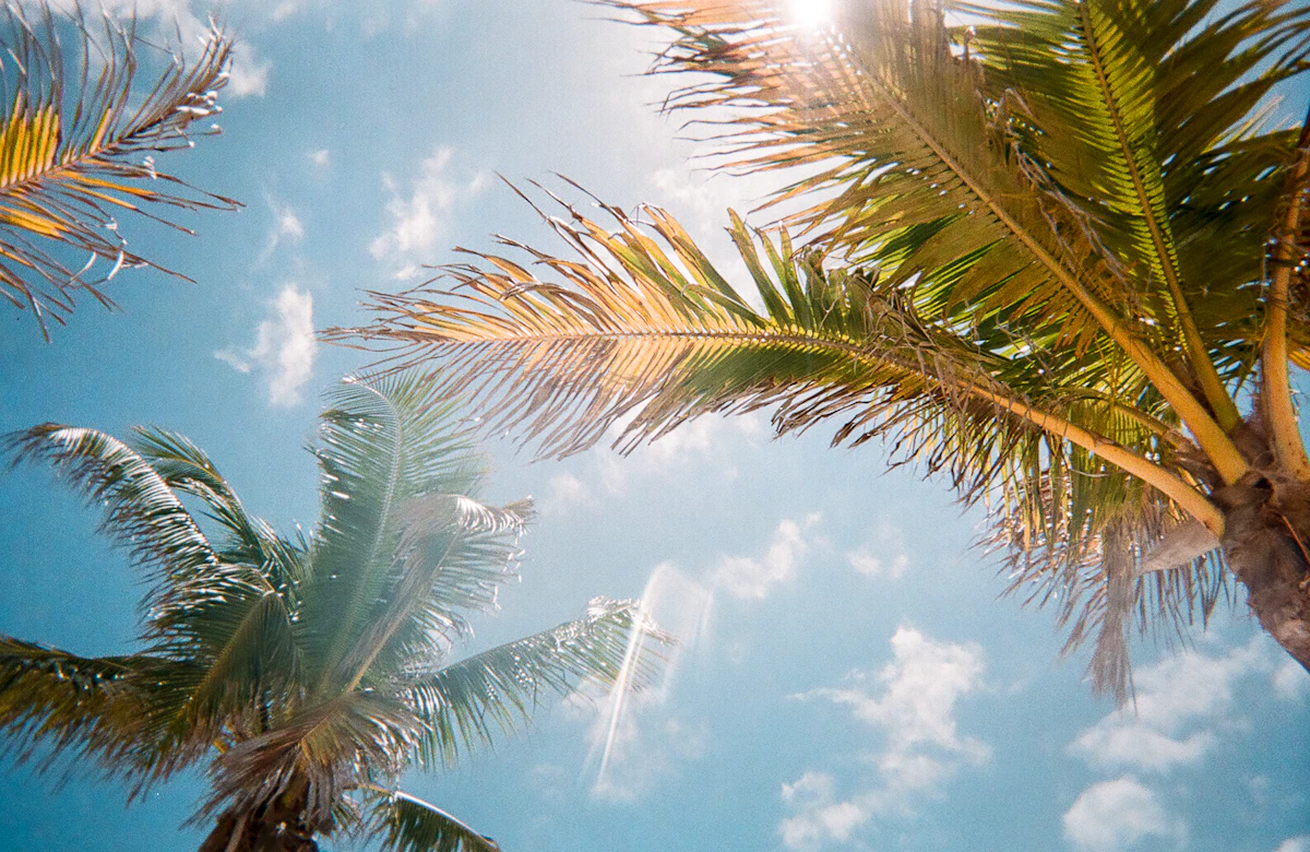 Bright summer sun in a clear blue sky